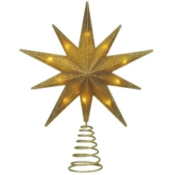 Sale Old World Christmas " Lit Gold Glitter Star Tree Topper