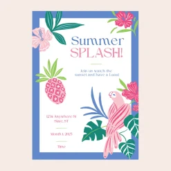 New Bonjour Fete Luau Tropical Birds Digital Party Invitation Download