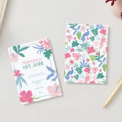 Best Bonjour Fete Luau Tropical Flowers Digital Party Invitation Download