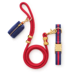 Hot The Foggy Dog Mariner Striped Webbing Collar Walk Set