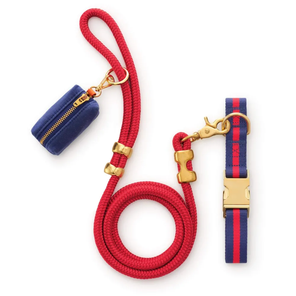 Hot The Foggy Dog Mariner Striped Webbing Collar Walk Set