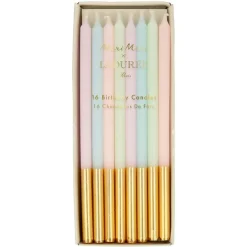 Clearance Meri Meri X Laduree Paris Pastel Gold Leaf Tapered Birthday Candles