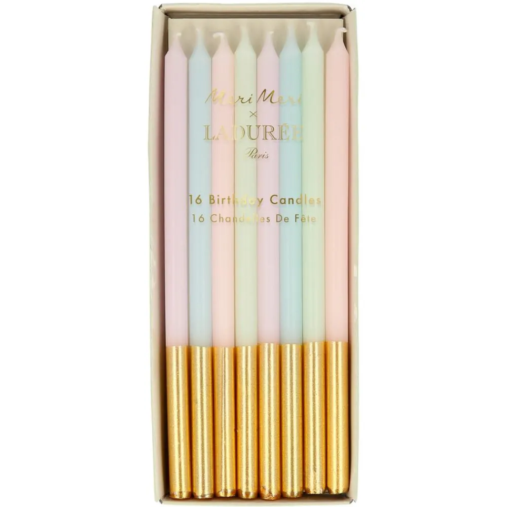 Clearance Meri Meri X Laduree Paris Pastel Gold Leaf Tapered Birthday Candles
