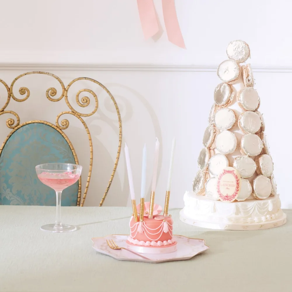 Clearance Meri Meri X Laduree Paris Pastel Gold Leaf Tapered Birthday Candles