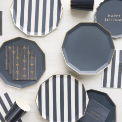 Discount Bonjour Fete Midnight Blue Signature Cabana Stripe Plates