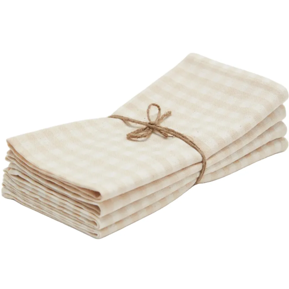 Hot Heather Taylor Home Mini Gingham Cream Napkins