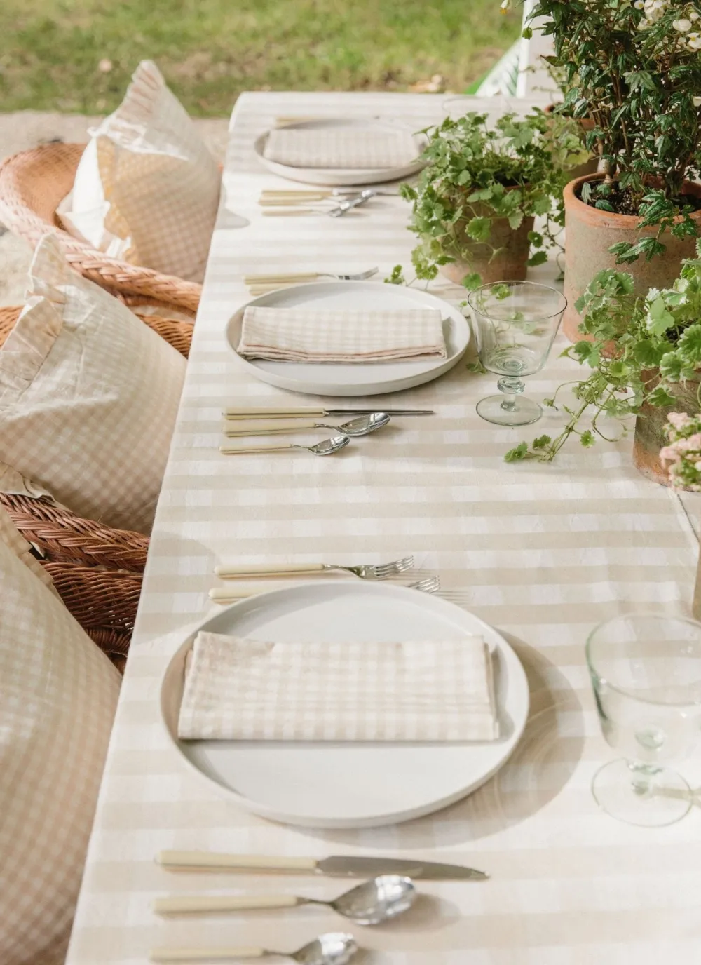 Hot Heather Taylor Home Mini Gingham Cream Napkins