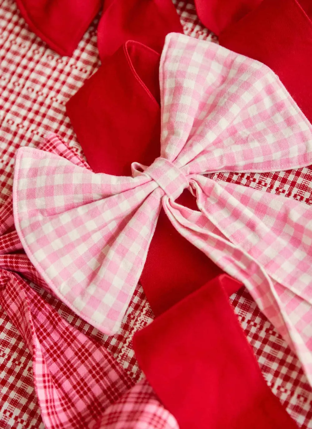 Sale Heather Taylor Home Mini Gingham Peony Fabric Bow