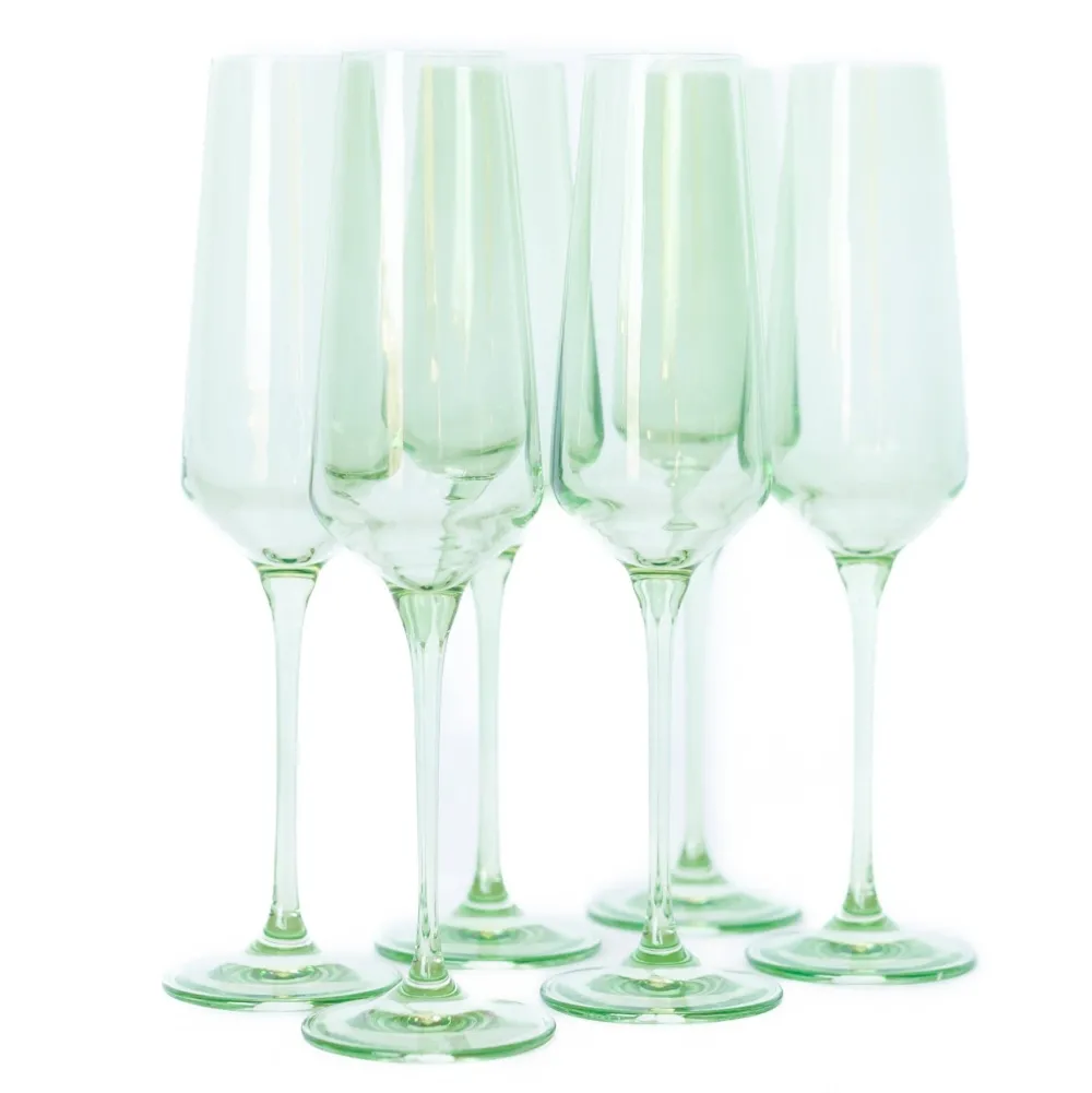 Online Estelle Colored Glass Mint Green Champagne Flute Set