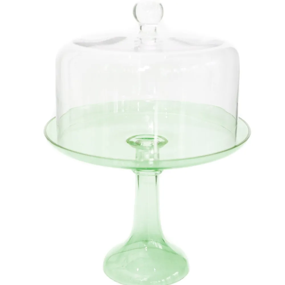Estelle Colored Glass Mint Green Glass Cake Stand