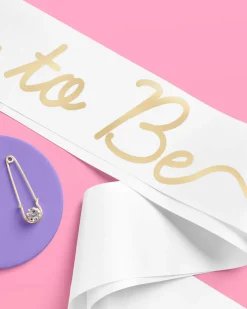 New xo, Fetti Mom to Be Sash - white satin sash