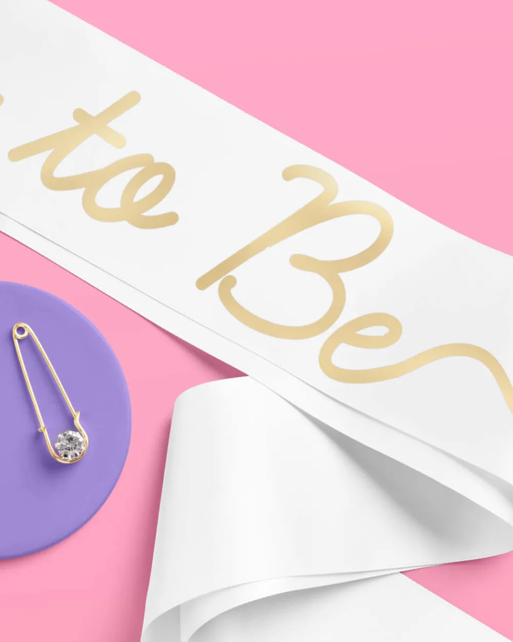 New xo, Fetti Mom to Be Sash - white satin sash