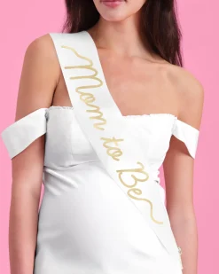 New xo, Fetti Mom to Be Sash - white satin sash