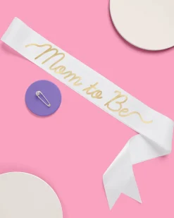 New xo, Fetti Mom to Be Sash - white satin sash