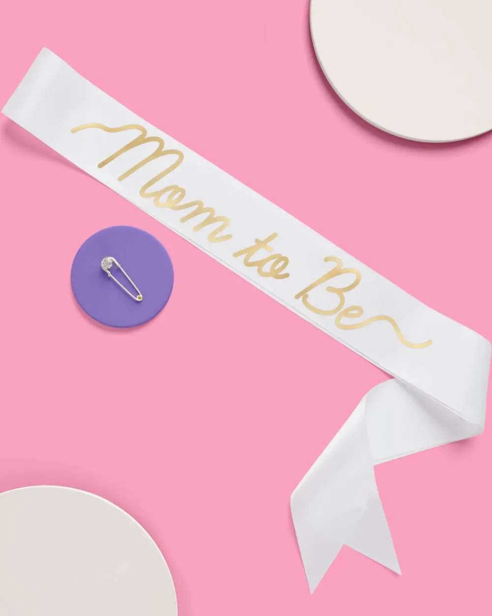 New xo, Fetti Mom to Be Sash - white satin sash