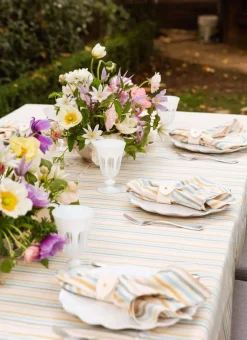 Heather Taylor Home Multi Stripe Spring Pastel Tablecloth