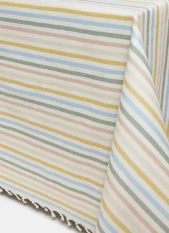 Heather Taylor Home Multi Stripe Spring Pastel Tablecloth