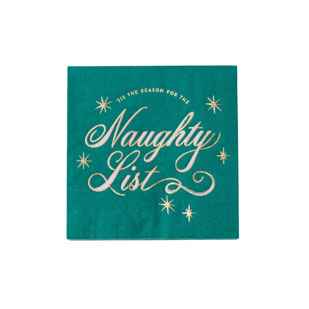 Best Bonjour Fete Naughty List Green Cocktail Napkins