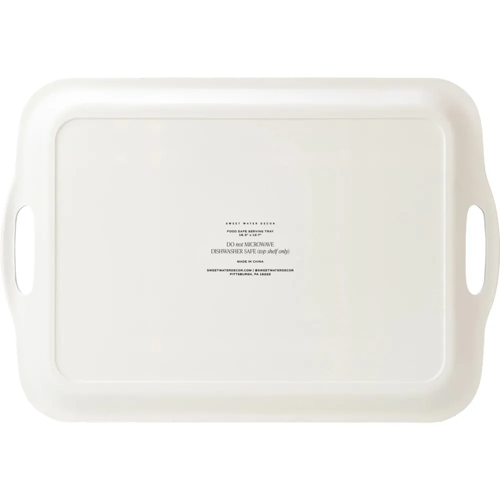 Online Sweet Water Decor Navy Green Plaid Large Melamine Tray with Handles