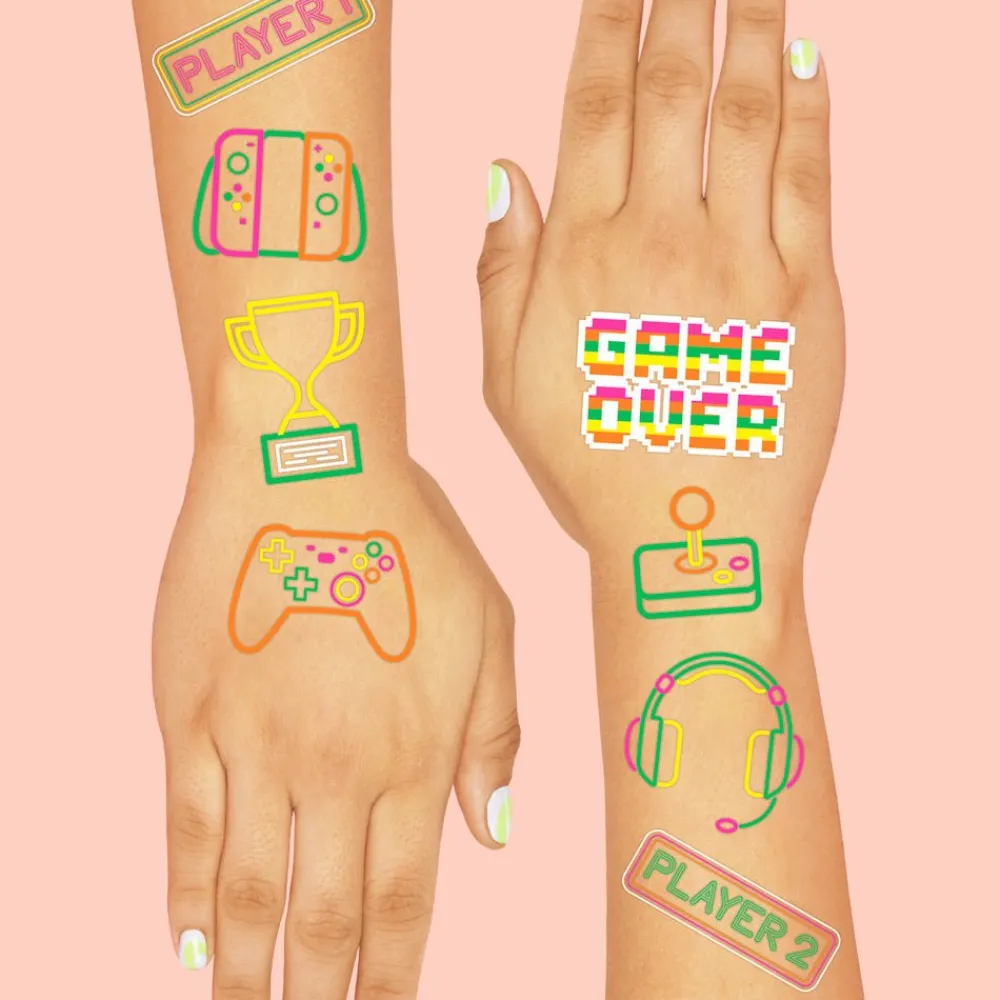 Discount xo, Fetti Neon Gamer Temporary Tattoos