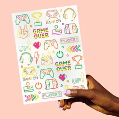 Discount xo, Fetti Neon Gamer Temporary Tattoos