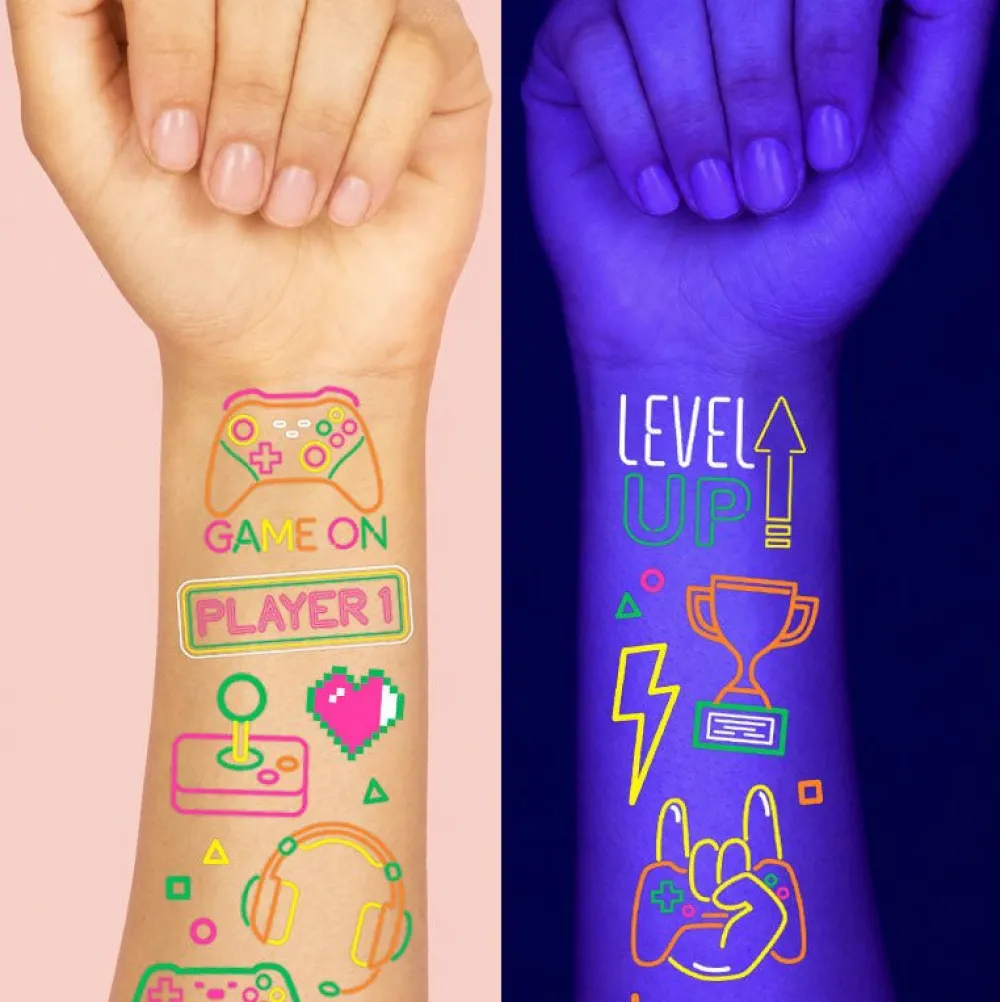 Discount xo, Fetti Neon Gamer Temporary Tattoos