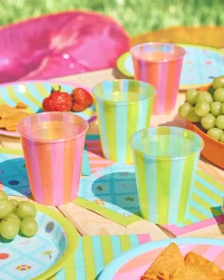 xo, Fetti Neon Stripe Iridescent Plastic Cups