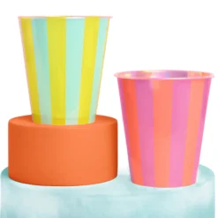 xo, Fetti Neon Stripe Iridescent Plastic Cups