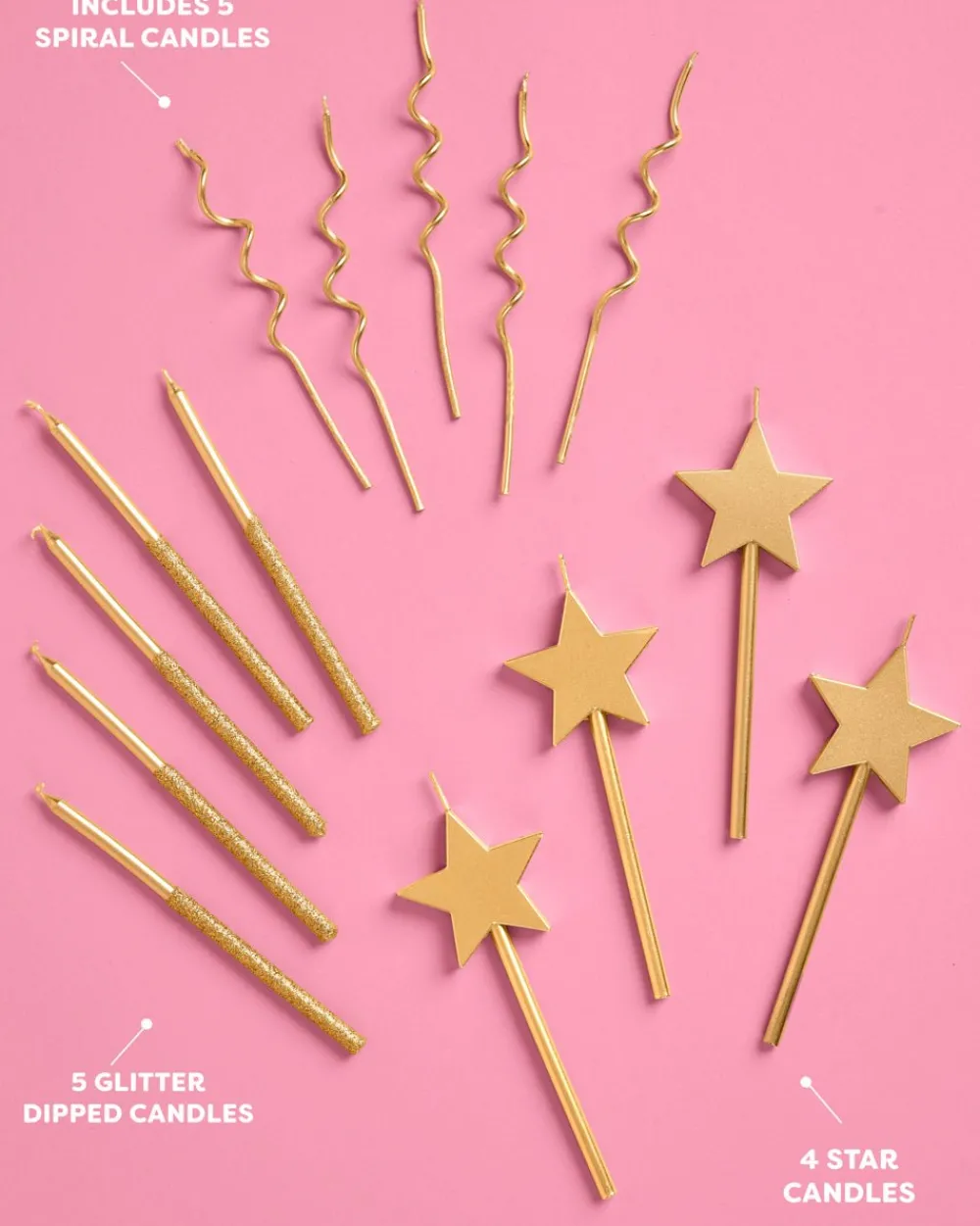 Best xo, Fetti Novelty Gold Candles - 14 pc gold glitter candles