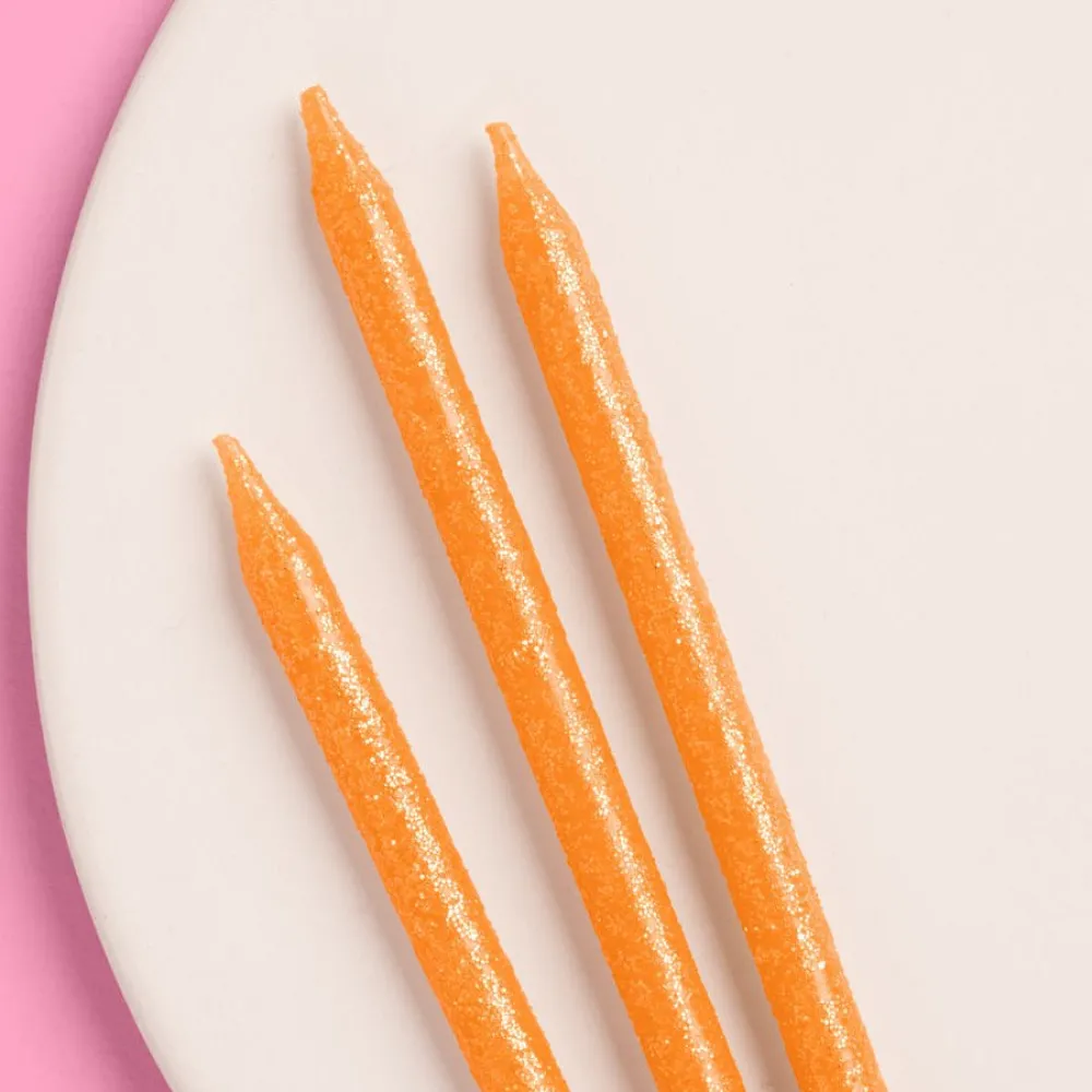 Online xo, Fetti Orange Glitter Birthday Candles