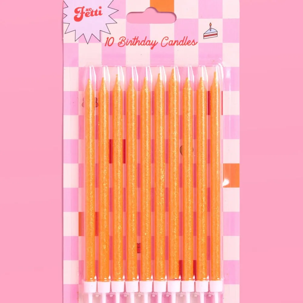 Online xo, Fetti Orange Glitter Birthday Candles