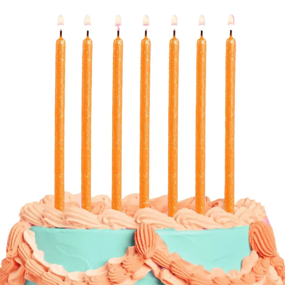 Online xo, Fetti Orange Glitter Birthday Candles