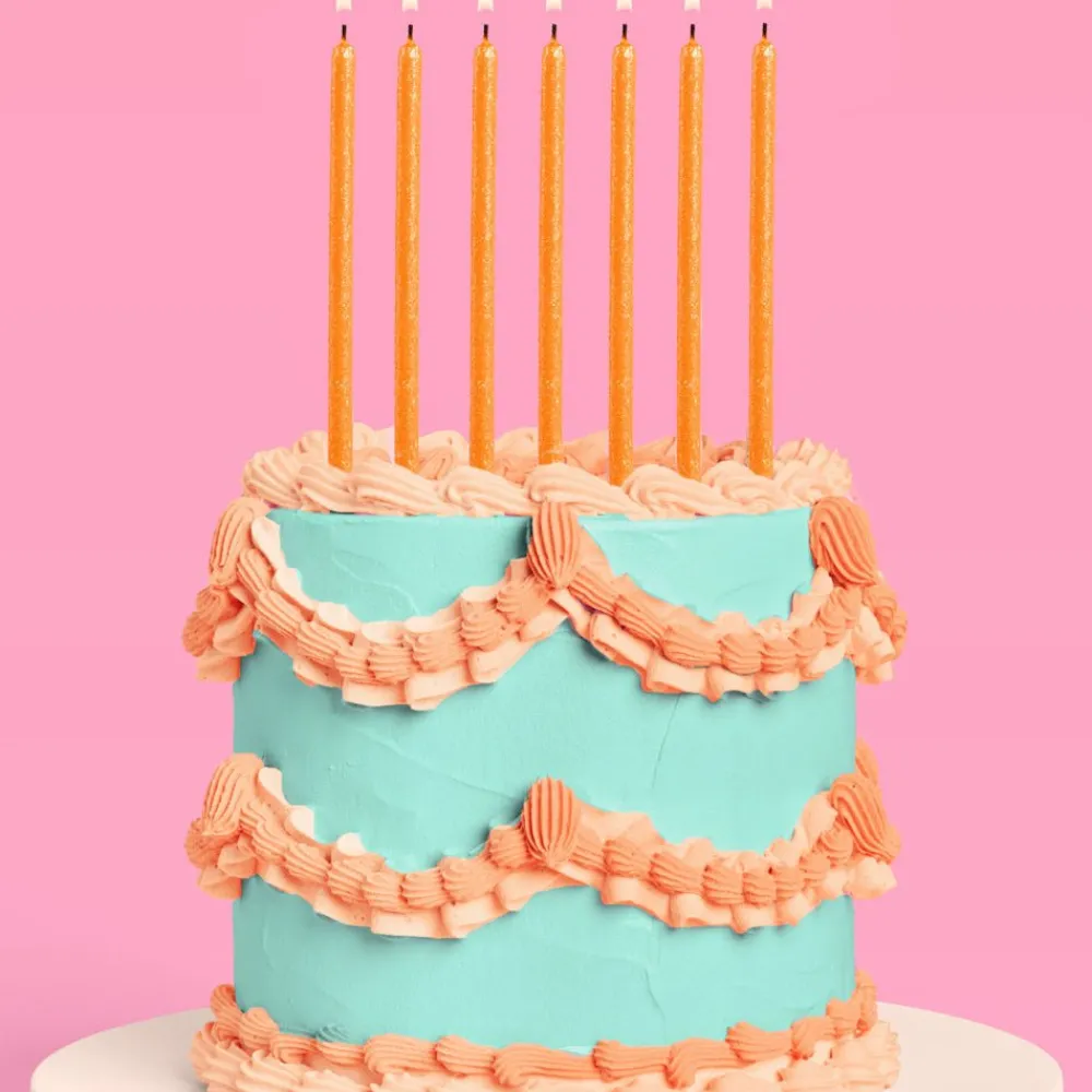 Online xo, Fetti Orange Glitter Birthday Candles