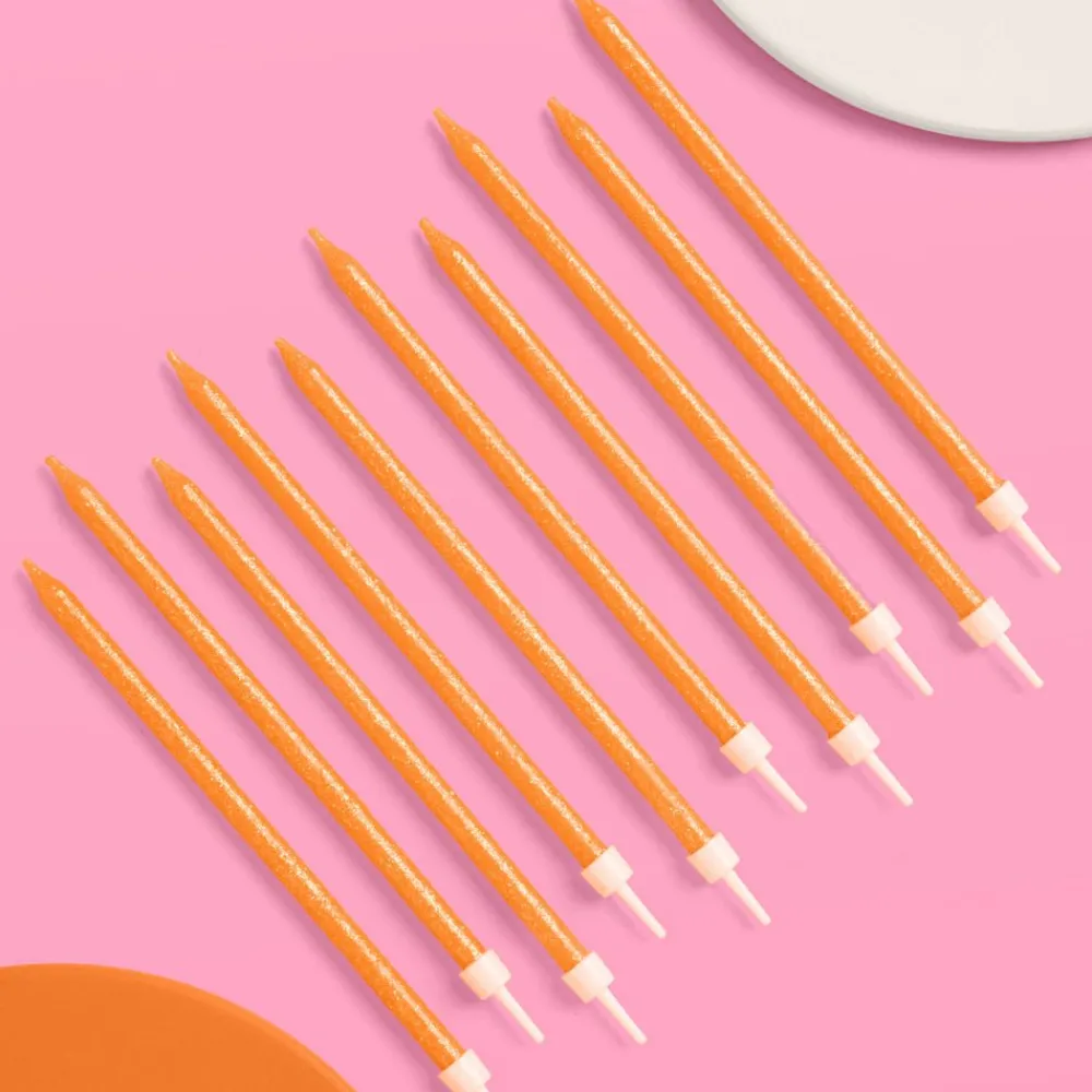 Online xo, Fetti Orange Glitter Birthday Candles