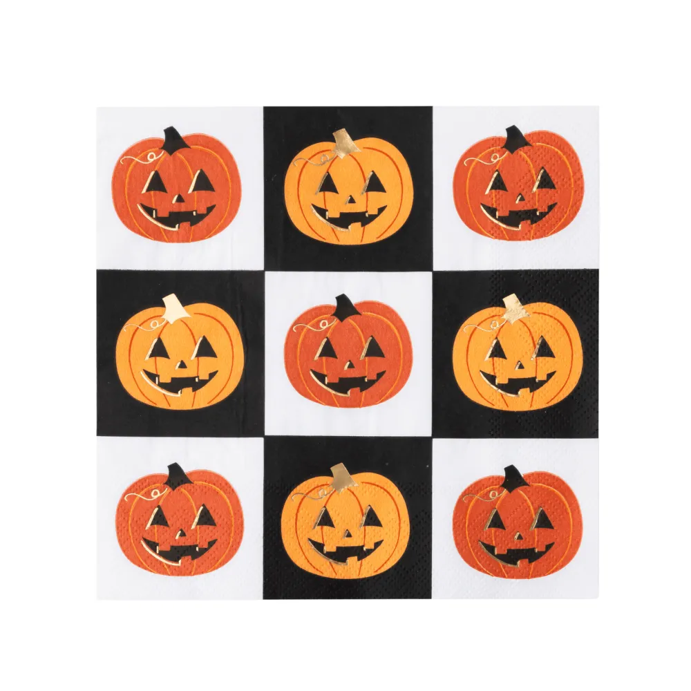 Clearance Bonjour Fete Orange Jack-O-Lantern Large Napkins