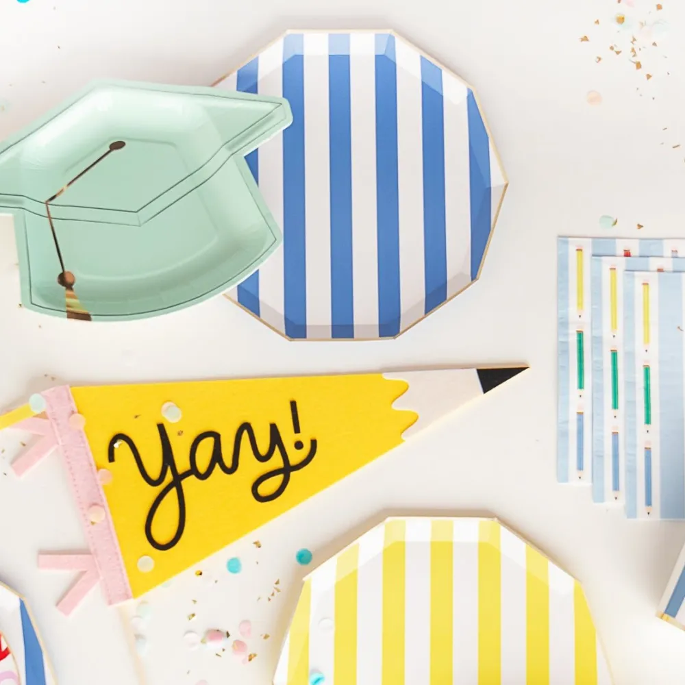 Discount Bonjour Fete Palisades Blue Signature Cabana Stripe Plates