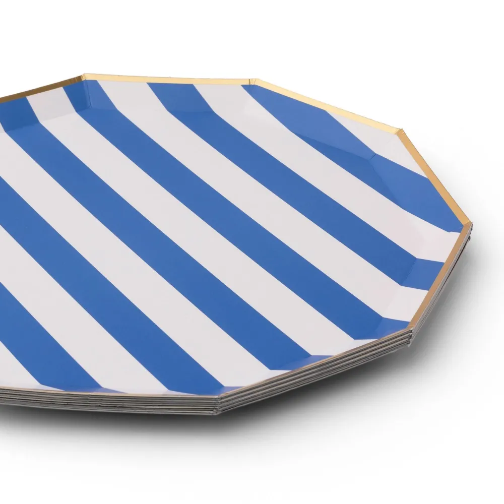 Discount Bonjour Fete Palisades Blue Signature Cabana Stripe Plates