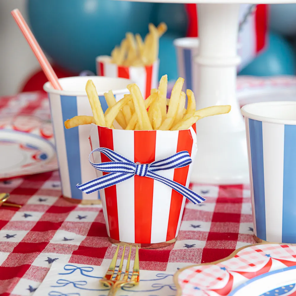 Clearance Bonjour Fete Palisades Blue Signature Cabana Stripe Cups