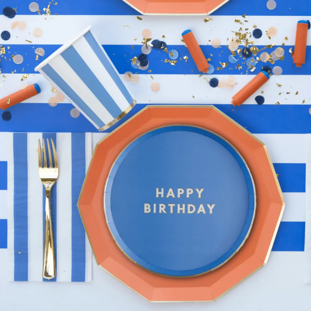 Clearance Bonjour Fete Palisades Blue Signature Cabana Stripe Cups