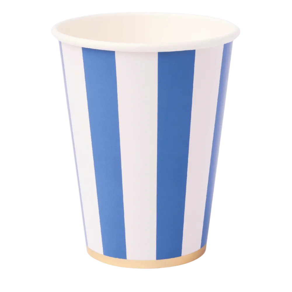 Clearance Bonjour Fete Palisades Blue Signature Cabana Stripe Cups