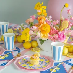 Clearance Bonjour Fete Palisades Blue Signature Cabana Stripe Cups