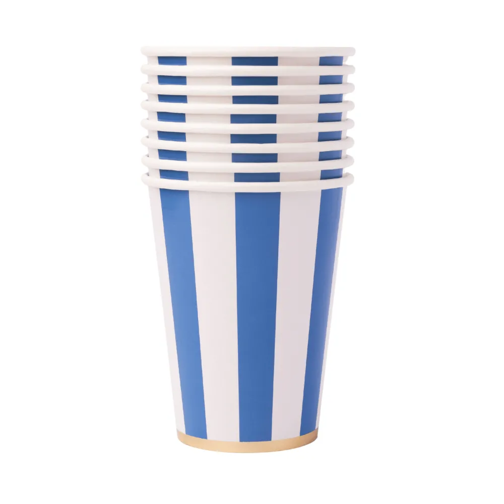 Clearance Bonjour Fete Palisades Blue Signature Cabana Stripe Cups