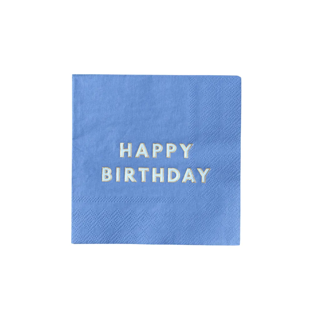 Hot Bonjour Fete Palisades Blue Signature Happy Birthday Cocktail Napkins