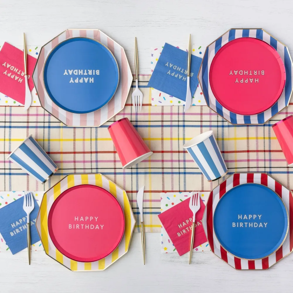 Hot Bonjour Fete Palisades Blue Signature Happy Birthday Cocktail Napkins