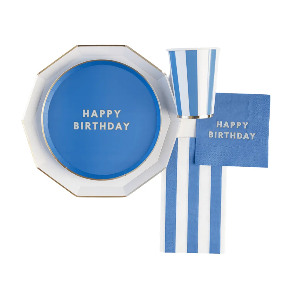 Hot Bonjour Fete Palisades Blue Signature Happy Birthday Cocktail Napkins