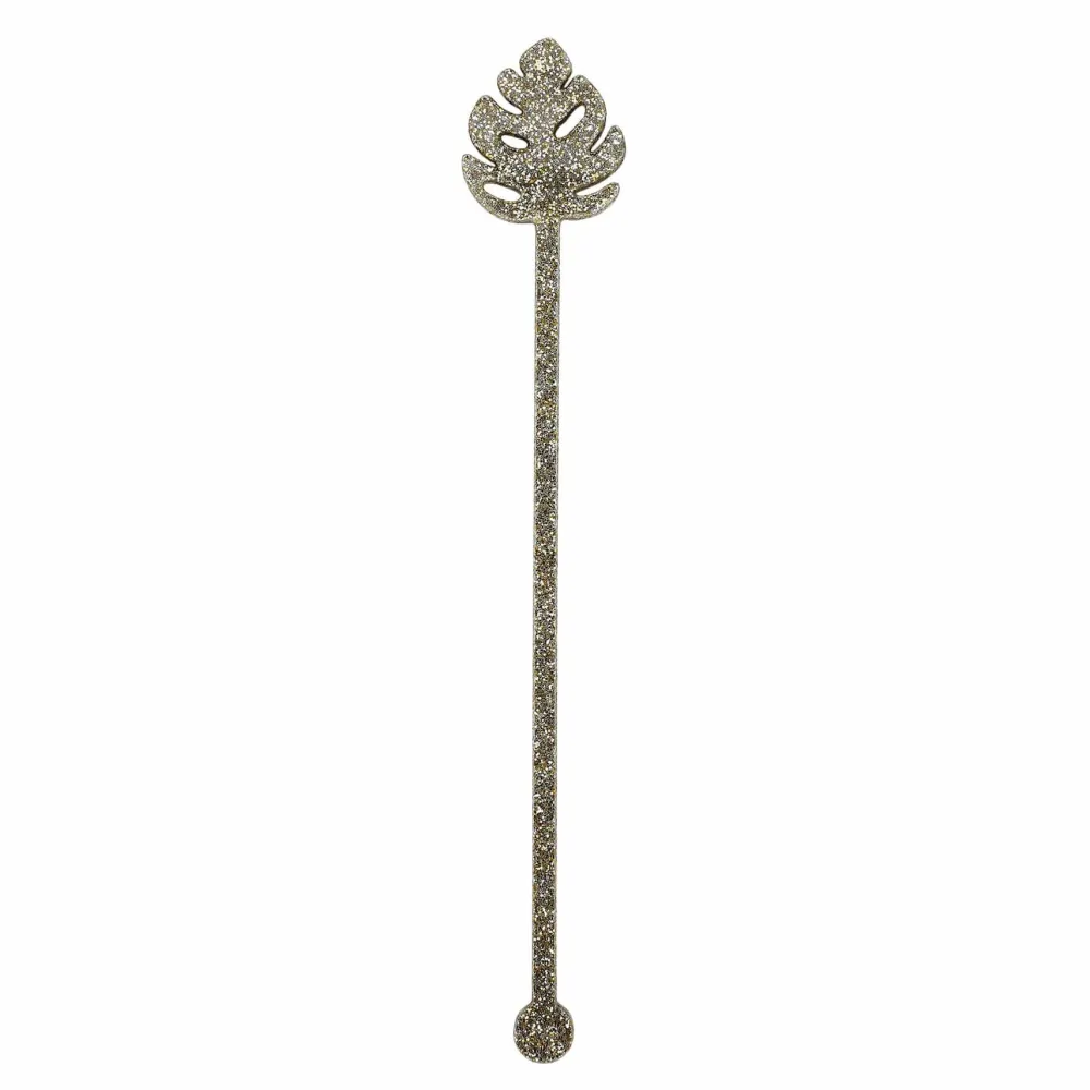 Best Packed Party Palm Leaf Glitter Acrylic Drink Stirrers (4 ct)