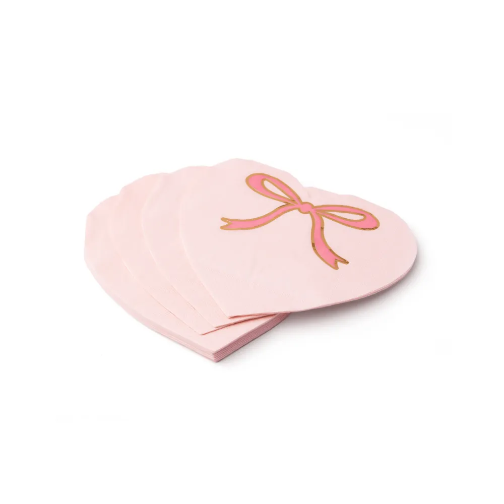 Sale Bonjour Fete Petal Pink Bow Heart Large Napkins