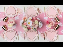 Sale Bonjour Fete Petal Pink Bow Heart Large Napkins