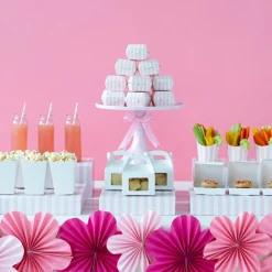 New Bonjour Fete Petal Pink Cabana Stripe Display Box Risers