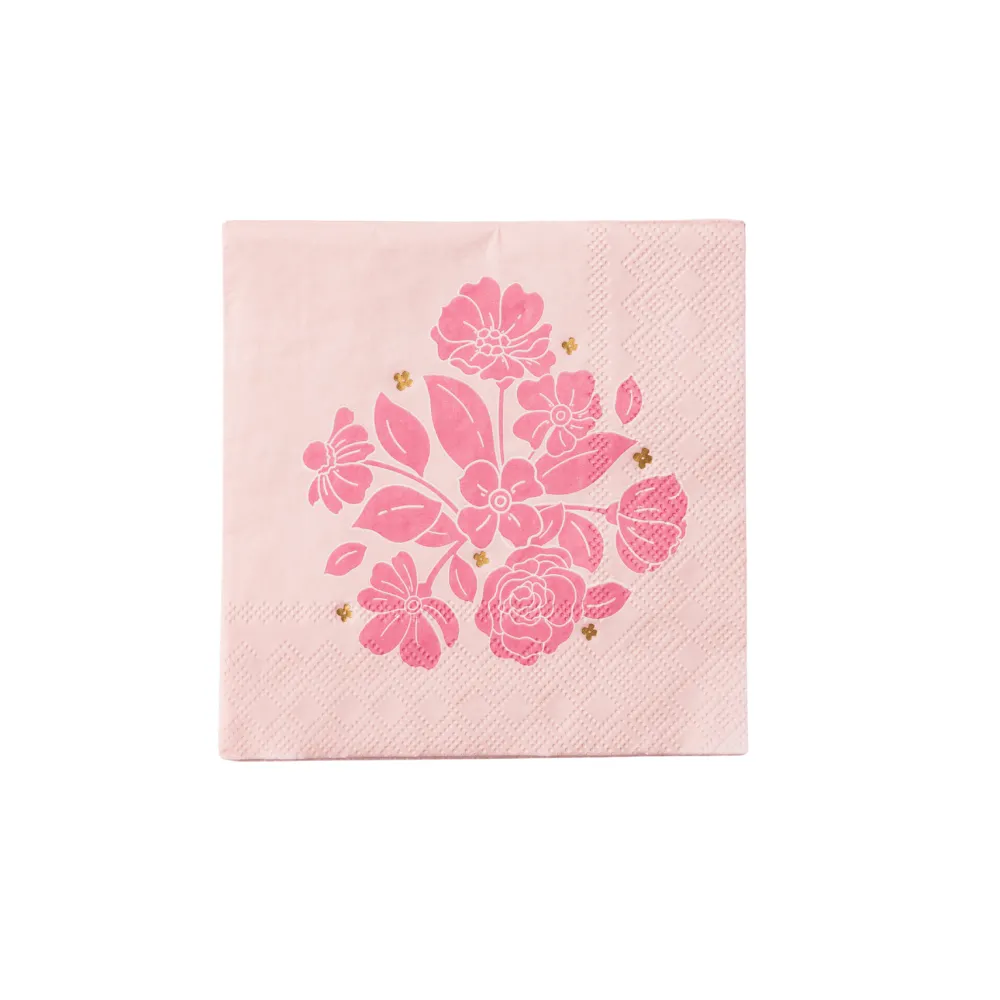 Sale Bonjour Fete Petal Pink Elegant Floral Cocktail Napkins